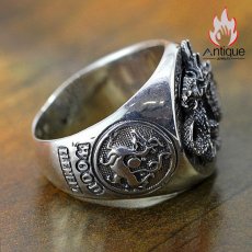 画像6: Antique Jewelry S925 純銀 メンズリング 四神獣 青龍トーテム 龍形モチーフ シンプルおしゃれ 個性神獣デザイン 指輪アクセサリー (6)