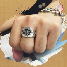 画像7: Antique Jewelry S925 純銀 メンズリング 四神獣 青龍トーテム 龍形モチーフ シンプルおしゃれ 個性神獣デザイン 指輪アクセサリー (7)