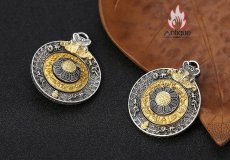 画像13: Antique Jewelry S925 シルバー 職人鍛造 九宮八卦紋 十二支デザイン 金剛杵 回転式ペンダント ネックレス ユニセックス お守り風 個性ファッションアクセサリー (13)