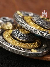 画像4: Antique Jewelry S925 シルバー 職人鍛造 九宮八卦紋 十二支デザイン 金剛杵 回転式ペンダント ネックレス ユニセックス お守り風 個性ファッションアクセサリー (4)