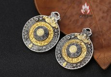 画像7: Antique Jewelry S925 シルバー 職人鍛造 九宮八卦紋 十二支デザイン 金剛杵 回転式ペンダント ネックレス ユニセックス お守り風 個性ファッションアクセサリー (7)