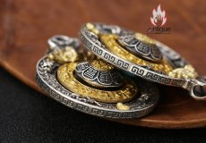 画像8: Antique Jewelry S925 シルバー 職人鍛造 九宮八卦紋 十二支デザイン 金剛杵 回転式ペンダント ネックレス ユニセックス お守り風 個性ファッションアクセサリー (8)