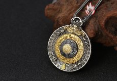画像9: Antique Jewelry S925 シルバー 職人鍛造 九宮八卦紋 十二支デザイン 金剛杵 回転式ペンダント ネックレス ユニセックス お守り風 個性ファッションアクセサリー (9)
