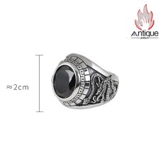 画像12: Antique Jewelry S925 純銀 青龍 白虎 四神獣モチーフ ブラックオニキス メンズオープンリング シンプル重厚感 ファッション個性デザイン 指輪アクセサリー (12)