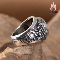 画像8: Antique Jewelry S925 純銀 青龍 白虎 四神獣モチーフ ブラックオニキス メンズオープンリング シンプル重厚感 ファッション個性デザイン 指輪アクセサリー (8)