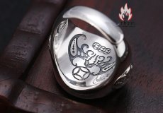 画像10: Antique Jewelry S925 シルバー 太極図 八卦紋 九宮配置 十二支動物モチーフ インデックスリング メンズ 伝統和風 個性存在感抜群 風水アクセサリー (10)