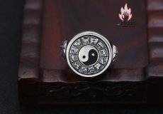 画像8: Antique Jewelry S925 シルバー 太極図 八卦紋 九宮配置 十二支動物モチーフ インデックスリング メンズ 伝統和風 個性存在感抜群 風水アクセサリー (8)