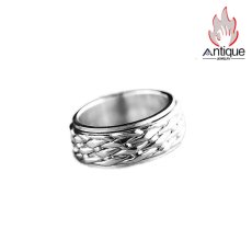 画像1: Antique Jewelry S925 純銀 編み込みツイスト 精巧デザイン 回転式インデックスリング メンズ シンプルおしゃれ 個性アクセサリー (1)