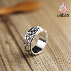 画像3: Antique Jewelry S925 純銀 編み込みツイスト 精巧デザイン 回転式インデックスリング メンズ シンプルおしゃれ 個性アクセサリー (3)