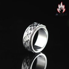 画像4: Antique Jewelry S925 純銀 編み込みツイスト 精巧デザイン 回転式インデックスリング メンズ シンプルおしゃれ 個性アクセサリー (4)