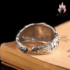 画像7: Antique Jewelry S925 純銀 ポセイドン トライデント 三叉槍モチーフ 欧米ファッション パンクスタイル メンズリング オープン サイズ調整可能 個性アクセサリー (7)