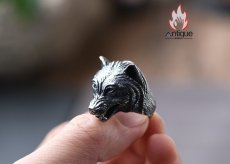 画像11: Antique Jewelry S925 純銀 ウルフトーテム 精密彫刻デザイン オオカミ顔モチーフ メンズリング 個性存在感ある指輪アクセサリー (11)