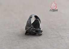 画像7: Antique Jewelry S925 純銀 ウルフトーテム 精密彫刻デザイン オオカミ顔モチーフ メンズリング 個性存在感ある指輪アクセサリー (7)