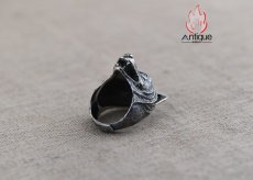 画像9: Antique Jewelry S925 純銀 ウルフトーテム 精密彫刻デザイン オオカミ顔モチーフ メンズリング 個性存在感ある指輪アクセサリー (9)