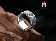 画像3: Antique Jewelry S925 シルバー 非対称ストライプ 磨りガラス調 ヴィンテージオープンリング 男女共用 個性ファッション (3)