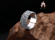 画像4: Antique Jewelry S925 シルバー 非対称ストライプ 磨りガラス調 ヴィンテージオープンリング 男女共用 個性ファッション (4)