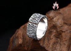 画像5: Antique Jewelry S925 シルバー 非対称ストライプ 磨りガラス調 ヴィンテージオープンリング 男女共用 個性ファッション (5)