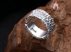 画像6: Antique Jewelry S925 シルバー 非対称ストライプ 磨りガラス調 ヴィンテージオープンリング 男女共用 個性ファッション (6)