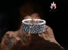 画像7: Antique Jewelry S925 シルバー 非対称ストライプ 磨りガラス調 ヴィンテージオープンリング 男女共用 個性ファッション (7)