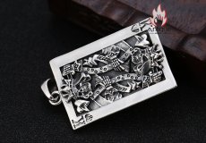 画像4: Antique Jewelry S925 純銀 トランプ K キング ペンダントネックレス スカルドクロモチーフ ヒップホップスタイル クリエイティブ個性デザイン メンズアクセサリー (4)