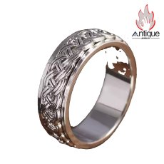 画像1: Antique Jewelry S925 純銀 メンズ 編み込みツイスト 二重デザイン 回転可能 インデックスリング シンプルおしゃれ 個性アクセサリー (1)