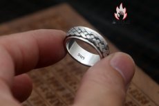 画像10: Antique Jewelry S925 純銀 メンズ 編み込みツイスト 二重デザイン 回転可能 インデックスリング シンプルおしゃれ 個性アクセサリー (10)