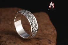 画像4: Antique Jewelry S925 純銀 メンズ 編み込みツイスト 二重デザイン 回転可能 インデックスリング シンプルおしゃれ 個性アクセサリー (4)