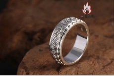 画像6: Antique Jewelry S925 純銀 メンズ 編み込みツイスト 二重デザイン 回転可能 インデックスリング シンプルおしゃれ 個性アクセサリー (6)