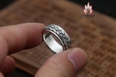 画像9: Antique Jewelry S925 純銀 メンズ 編み込みツイスト 二重デザイン 回転可能 インデックスリング シンプルおしゃれ 個性アクセサリー (9)