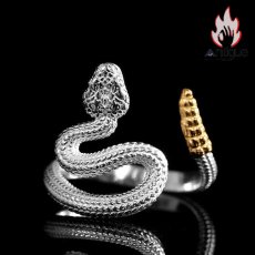 画像2: Antique Jewelry 新作 S925 純銀 白蛇 / 霊蛇 スネークモチーフ インデックスリング ユニセックス 男女兼用 個性デザイン 指輪アクセサリー (2)