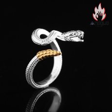 画像3: Antique Jewelry 新作 S925 純銀 白蛇 / 霊蛇 スネークモチーフ インデックスリング ユニセックス 男女兼用 個性デザイン 指輪アクセサリー (3)