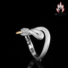 画像5: Antique Jewelry 新作 S925 純銀 白蛇 / 霊蛇 スネークモチーフ インデックスリング ユニセックス 男女兼用 個性デザイン 指輪アクセサリー (5)