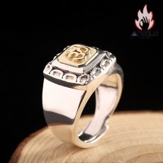 画像3: Antique Jewelry S925 シルバー 不動明王モチーフ 鏡面光沢 無地シンプル メンズリング レトロ風 存在感抜群 サイズ調整 OK お守り指輪 (3)