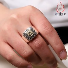 画像8: Antique Jewelry S925 シルバー 不動明王モチーフ 鏡面光沢 無地シンプル メンズリング レトロ風 存在感抜群 サイズ調整 OK お守り指輪 (8)