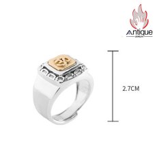 画像9: Antique Jewelry S925 シルバー 不動明王モチーフ 鏡面光沢 無地シンプル メンズリング レトロ風 存在感抜群 サイズ調整 OK お守り指輪 (9)