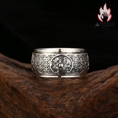 画像4: Antique Jewelry S925 シルバー 四神獣モチーフ 回転リング 青龍 白虎 朱雀 玄武 メンズ ヴィンテージ風 存在感ある指輪 (4)