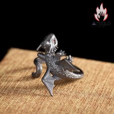 画像6: Antique Jewelry S925 純銀 ドラゴン 飛竜モチーフ リング ユニセックス 男女兼用 オープン サイズ調整可能 ファッション 個性デザイン 指輪アクセサリー (6)