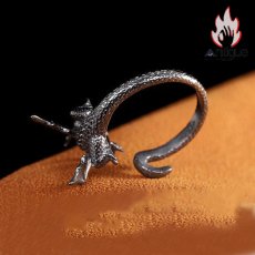 画像7: Antique Jewelry S925 純銀 ドラゴン 飛竜モチーフ リング ユニセックス 男女兼用 オープン サイズ調整可能 ファッション 個性デザイン 指輪アクセサリー (7)
