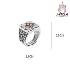 画像11: Antique Jewelry S925 シルバー 十字軍クロス 花柄リング インデックス指輪 パンクレトロ メンズ サイズ調整可能 (11)