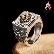 画像2: Antique Jewelry S925 シルバー 十字軍クロス 花柄リング インデックス指輪 パンクレトロ メンズ サイズ調整可能 (2)