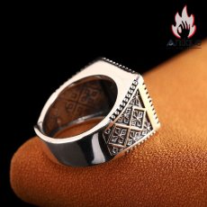 画像7: Antique Jewelry S925 シルバー 十字軍クロス 花柄リング インデックス指輪 パンクレトロ メンズ サイズ調整可能 (7)