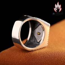 画像8: Antique Jewelry S925 シルバー 十字軍クロス 花柄リング インデックス指輪 パンクレトロ メンズ サイズ調整可能 (8)