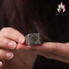 画像9: Antique Jewelry S925 シルバー 十字軍クロス 花柄リング インデックス指輪 パンクレトロ メンズ サイズ調整可能 (9)