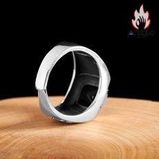 画像6: Antique Jewelry S925 純銀 メンズリング クロス ブラックオニキス 古木蔦模様 レトロおしゃれ オープンアジャスタブル ペア シンプルデザイン 指輪アクセサリー (6)