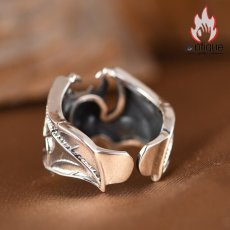 画像6: Antique Jewelry S925 純銀 メンズワイドリング 吸血鬼 コウモリ ドクロモチーフ ゴシック調 欧米風 おしゃれ 個性デザイン 指輪アクセサリー (6)