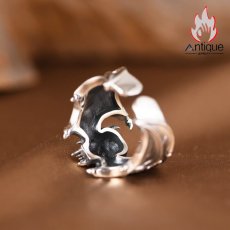 画像7: Antique Jewelry S925 純銀 メンズワイドリング 吸血鬼 コウモリ ドクロモチーフ ゴシック調 欧米風 おしゃれ 個性デザイン 指輪アクセサリー (7)