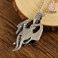 画像5: Antique Jewelry S925 シルバー 羽根・ドラゴンウィング ブラックオニキス ペンダントネックレス 欧米スタイル 個性的 ユニセックス 男女両用アクセサリー (5)