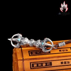 画像5: Antique Jewelry S999 シルバー 金剛杵ペンダントネックレス 精巧彫刻 ヴィンテージ風 降魔杵デザイン メンズ個性アクセサリー (5)