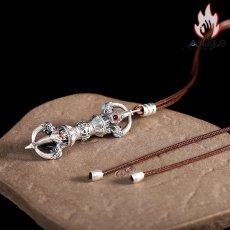 画像6: Antique Jewelry S999 シルバー 金剛杵ペンダントネックレス 精巧彫刻 ヴィンテージ風 降魔杵デザイン メンズ個性アクセサリー (6)