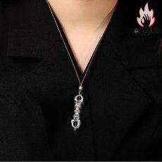 画像8: Antique Jewelry S999 シルバー 金剛杵ペンダントネックレス 精巧彫刻 ヴィンテージ風 降魔杵デザイン メンズ個性アクセサリー (8)